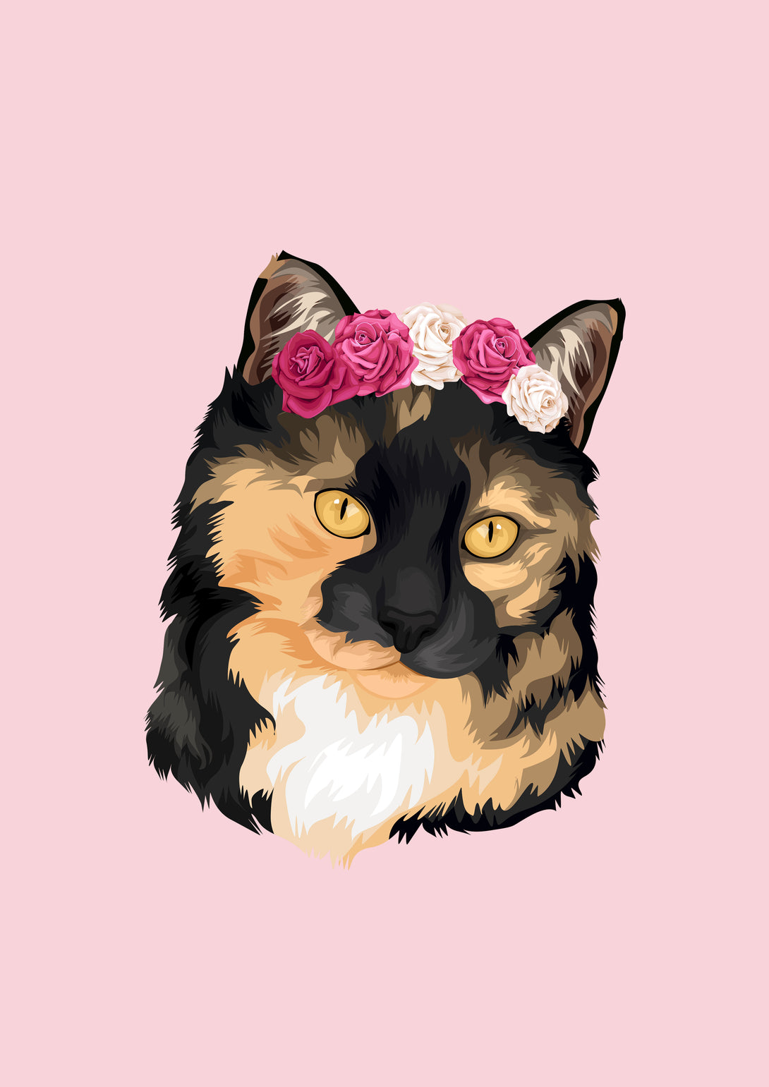 cat flower crown custom pet portrait gift
